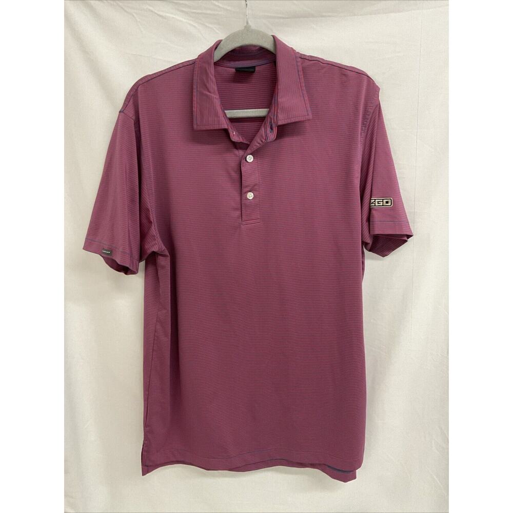 Dunning Golf Polo Shirt Mens Medium Pink/Blue Striped Short Sleeve RN 128492